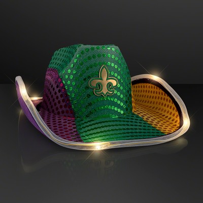 Light Up Mardi Gras Cowboy Hat - BLANK