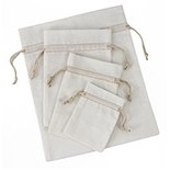 Bleached Cotton Pouch w/Ivory Cord (8"x10")