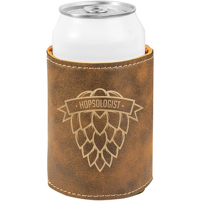Rustic/Gold Beverage Holder, Laserable Leatherette, 3-3/4"H