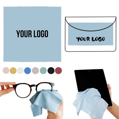Full Color Custom Microfiber Clean Cloth W/ Clear Pvc Pouch