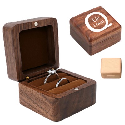 2.36 X 2.36 X 1.57 Inch Flip-Top Wooden Ring Case