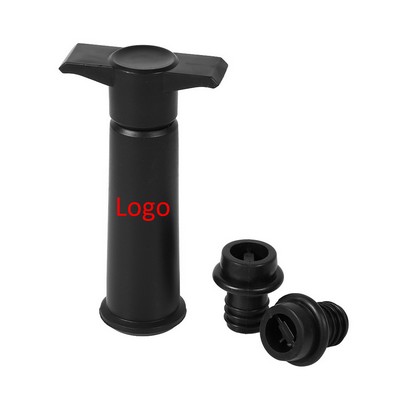 Vacuum Wine Saver Pump with Stoppers Black