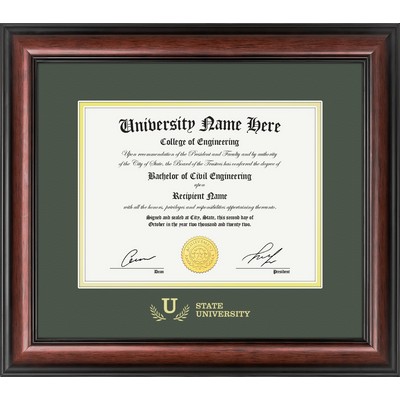 Carlton 8.5x11 Diploma / Certificate Frame (Mahogany/Green) 16"x18"
