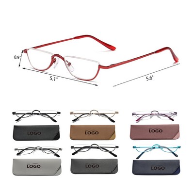 Half Moon Reading Glasses +1.0 for Women Men with Case
