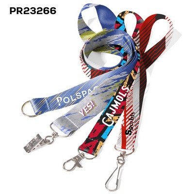 1" Full Color Dye-Sublimated Lanyard W/ Metal Bulldog Clip
