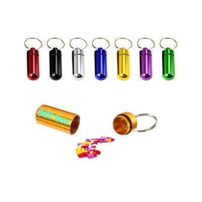 Waterproof Aluminum Pill Box Case With Keychain