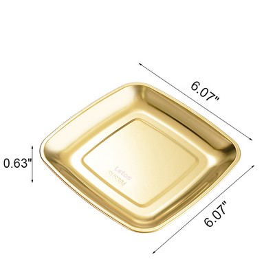 Small Golden 304 Stainless Steel Square Plate, Used As A Sausage Plate, A Snack And French Fries