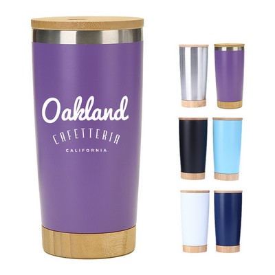 20oz Double Wall Thermal Tumbler with Bamboo Base
