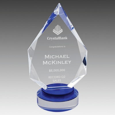 9.5" Diamond Crystal on Blue & Clear Round Base