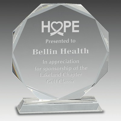 7.25" Clear Crystal Octagon on Clear Pedestal Base