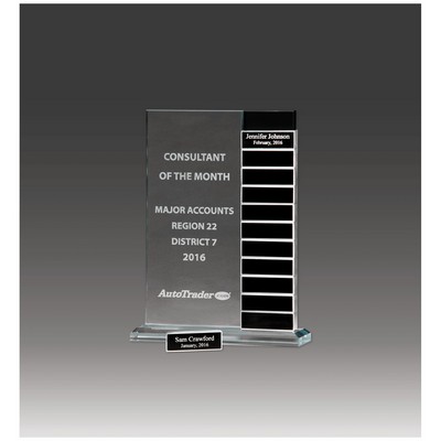 Jade Glass Perpetual Award w/12 Individual Aluminum Blocks