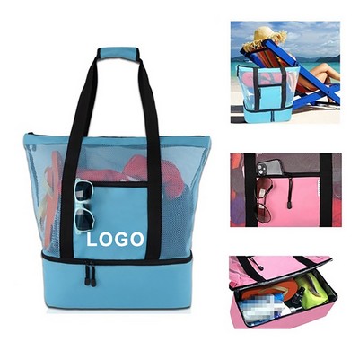 Mesh Tote Bag With Cooler Insulated