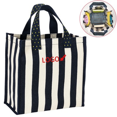 Stylish Striped Canvas Tote Bag
