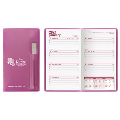 Translucent Vinyl Cover Weekly Planner with Flat Clear Pen