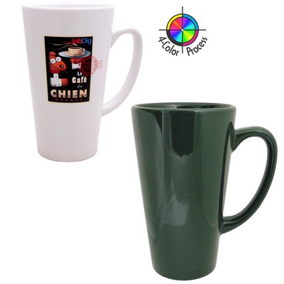 15 Oz. Vitrified Hunter Green Cafe Latte Mug - 4 Color Process