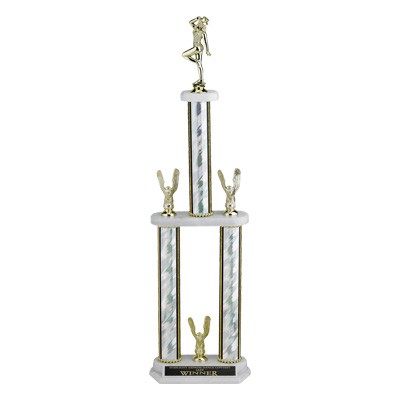 25" Silver Splash 3-Column Trophy w/Eagle Trim & Takes Figure