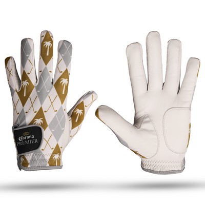 Sublimated Golf Gloves w/ Cabretta Leather Palm (Made in Pakistan - no tariff penalty)