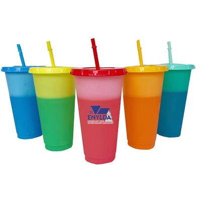 Color Changing Cup With Lid And Straw
