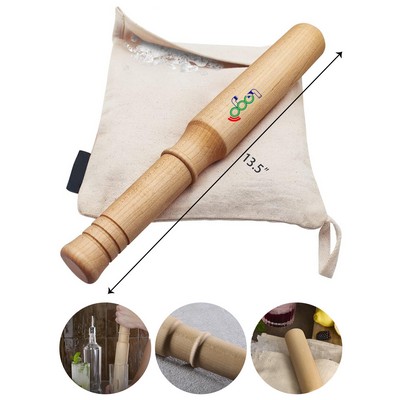 Drink Muddler Mallet Bag Set Wooden Muddler Ice Hammer