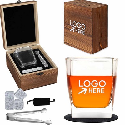 Personalized Whiskey Gift Set With Wooden Box & Accessories