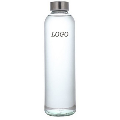 16Oz Glass Water Bottles W/ Stainless Steel Caps