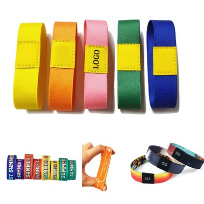 Elastic Event Wristband With Customizable Woven Label