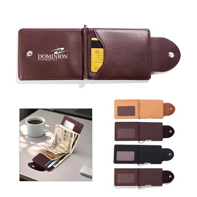 Slim PU Leather Money Clip Wallet