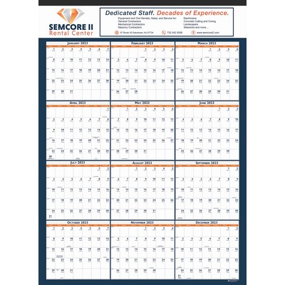 Non-Laminated Wall Calendar w/Tinning on Top (19"x26")