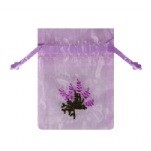 4" Lavender Flower Embroidered Satin Bag