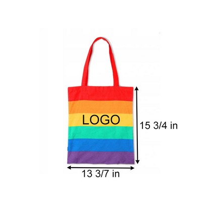 LGBT Pride Rainbow Love Canvas Tote Bag 13 3/7"x15 3/4"