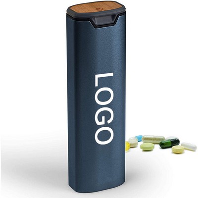 Premium Stylish Aluminum and Wood Large Capacity Pill Box