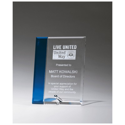 Clear Glass w/Sapphire Blue Highlight and Silver Easel Post