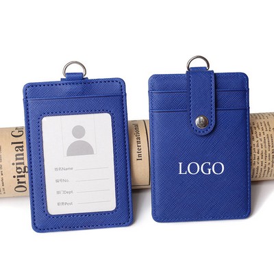 Leather Badge Holder W/ Adjustable Retractable Lanyards