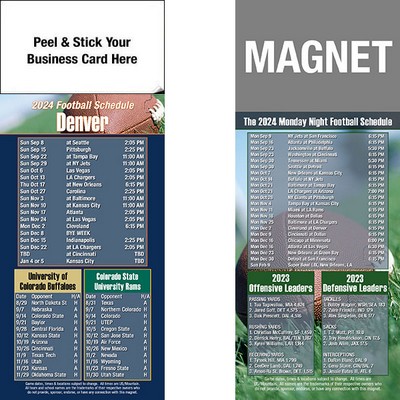 Denver Pro Football Schedule Peel & Stick Magnet (3 1/2"x8 1/2")