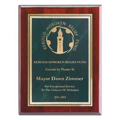 Plaque - 9"x12" Piano Wood Plaque w/ Green Frosted Marble Plate (7"x10")