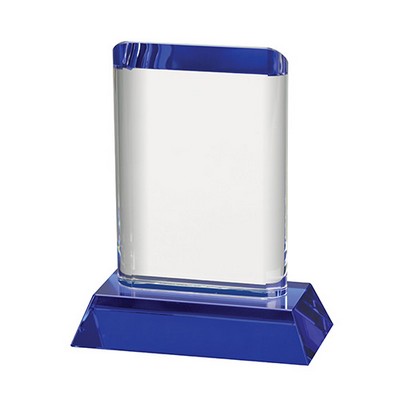 7" Crystal Oval Tower w/Blue Accents