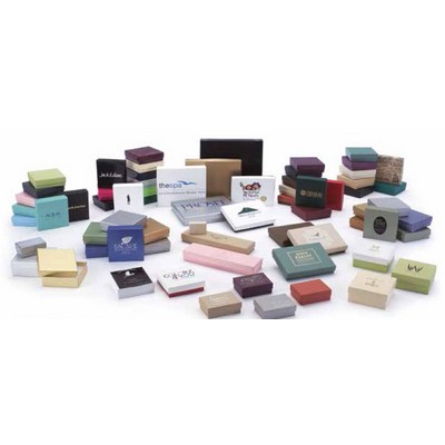 White and Natural Kraft Cotton Filled Jewelry Box (5 1/2"x 3 1/2"x 2")
