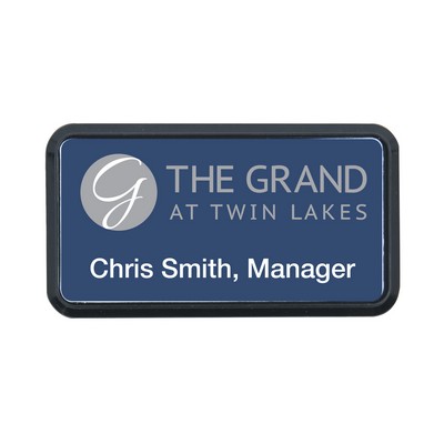 Plastic Framed Badges Rounded Corners (1.5"X3") (Screened & Engraved)