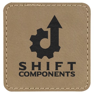 Square Light Brown Leatherette Patch with Adhesive