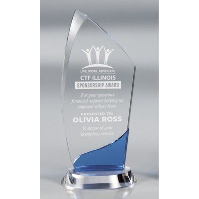 Crest Blue - Large optical crystal award