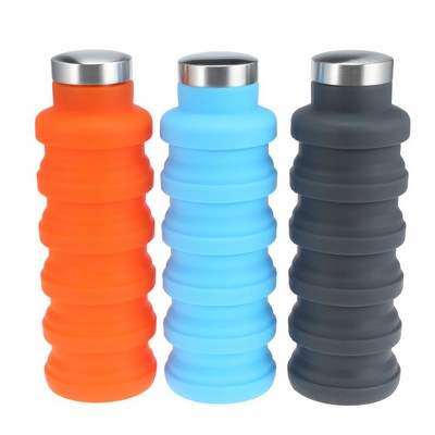 17 OZ Portable Silicone Sport Water Bottle