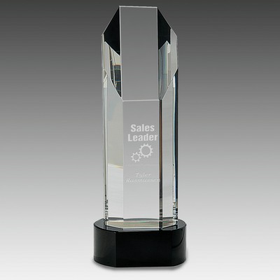 10.75" Octagon Slant-Top Crystal on Black Pedestal Base