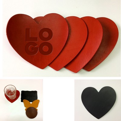 Heart Shape Genuine Leather Coaster