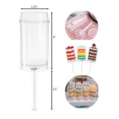 Cake Pop Shooter Round Plastic Jelly Ice Cream Cupcake Push Pop Containers with Lids