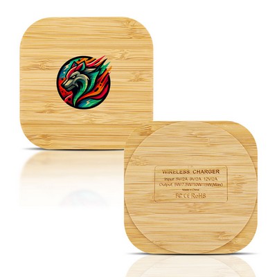 Square 15W Bamboo Wireless Charger