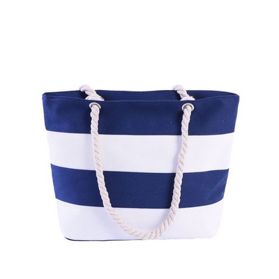 Striped Hemp Canvas Tote Bag