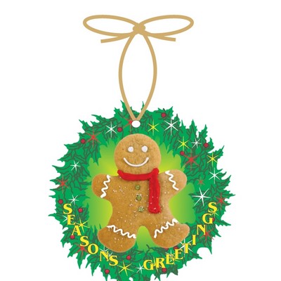 Gingerbread Man & Wreath Ornament w/ Mirrored Back (12 Square Inch)