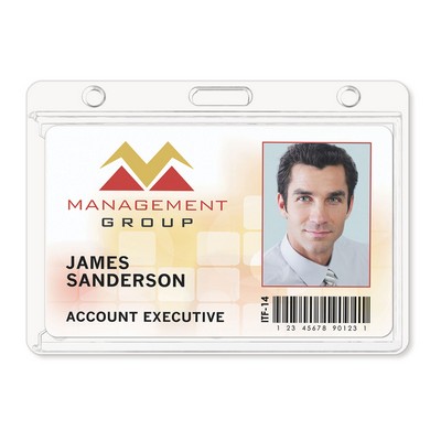 Horizontal Credit-Card-Size Economy Clear Rigid Plastic Badge Holders, 3.38" x 2.13"