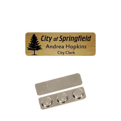 Name Badge -Brushed Gold Plastic - 1x3 laser engrave to black. No Minimums