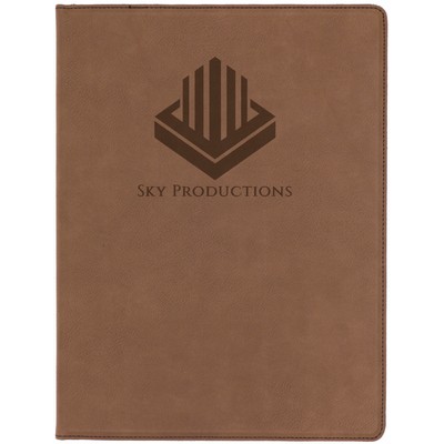 Dark Brown Leatherette Portfolio w/Notepad (9.5 x 12")